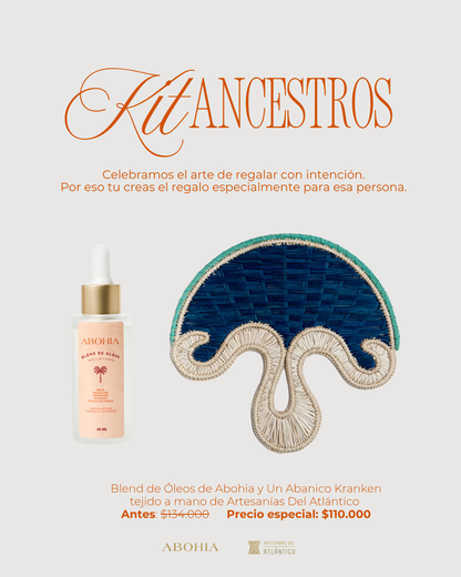 Kit Ancestros: Blend de Óleos + Abanico Tejido a Mano por artesanos del Atlántico