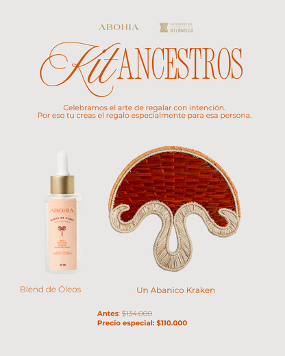 Kit Ancestros: Blend de Óleos + Abanico Tejido a Mano por artesanos del Atlántico