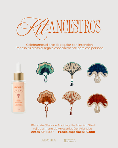 Kit Ancestros: Blend de Óleos + Abanico Tejido a Mano por artesanos del Atlántico