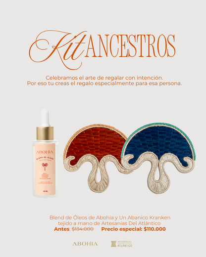 Kit Ancestros: Blend de Óleos + Abanico Tejido a Mano por artesanos del Atlántico