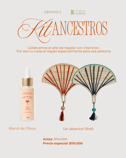 Kit Ancestros: Blend de Óleos + Abanico Tejido a Mano por artesanos del Atlántico